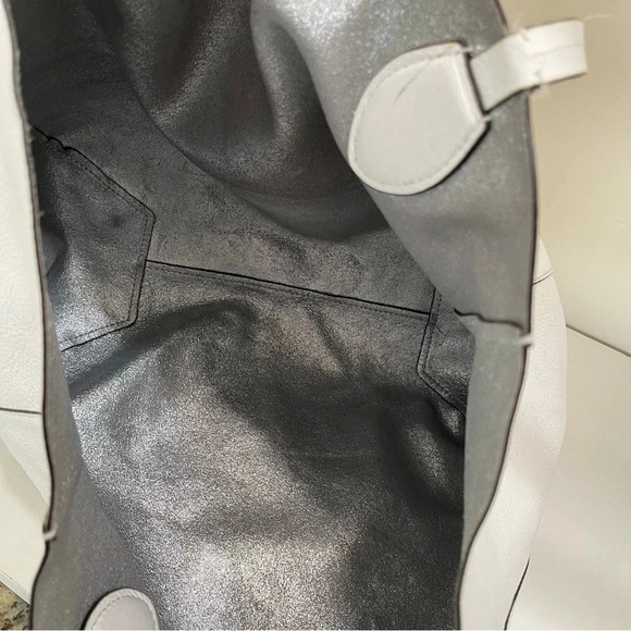 Michael Kors Tote White with Silver Metallic Reversible designer fashion chic - Picture 15 of 16